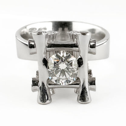 Contemporary Modernist Diamond Tower Ring by Marco Oldani For John Rasmussen
