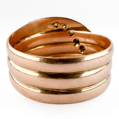 Edwardian Antique Diamond Set 9ct Rose Gold Snake Ring