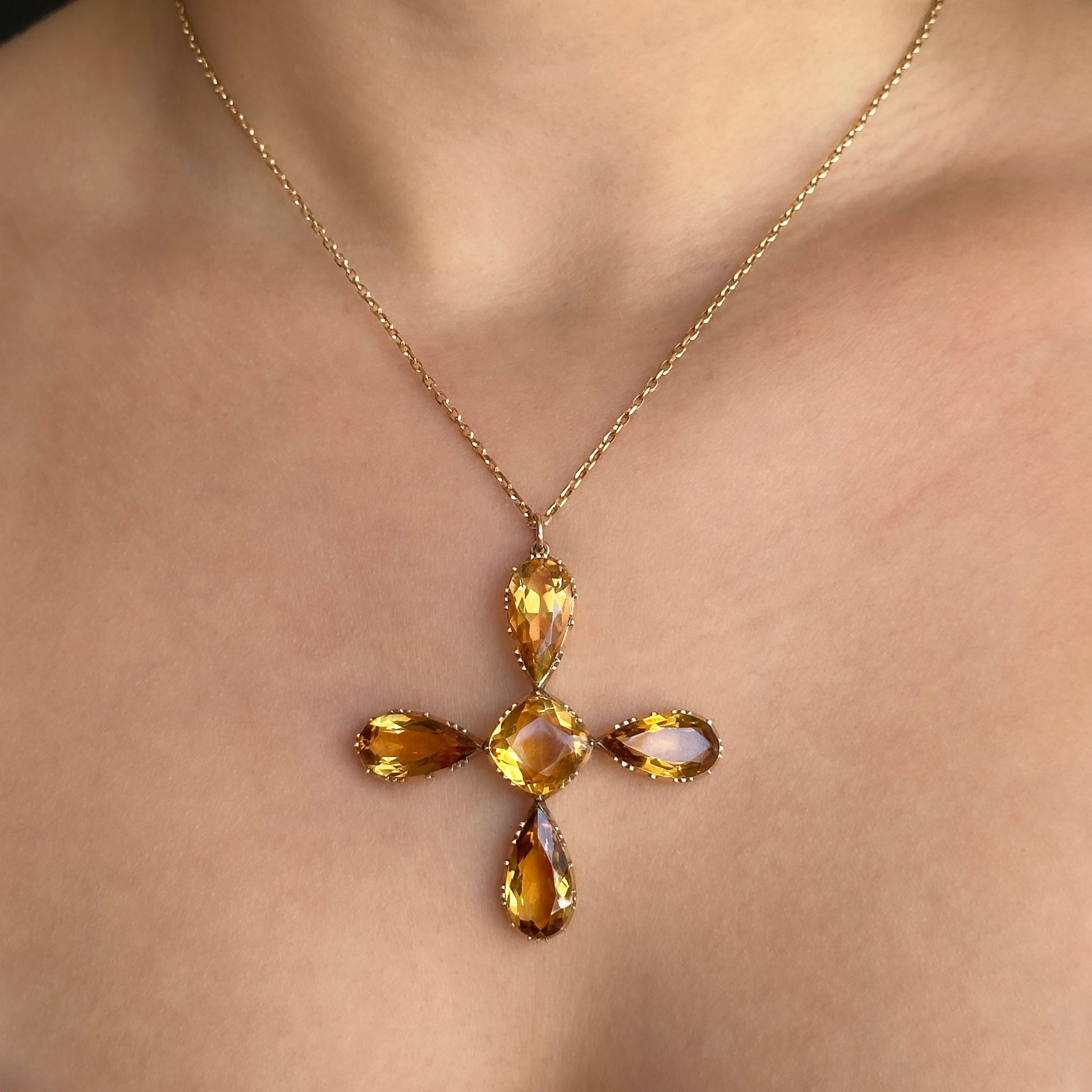 Victorian Citrine Cross Pendant