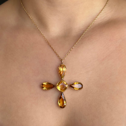 Victorian Citrine Cross Pendant