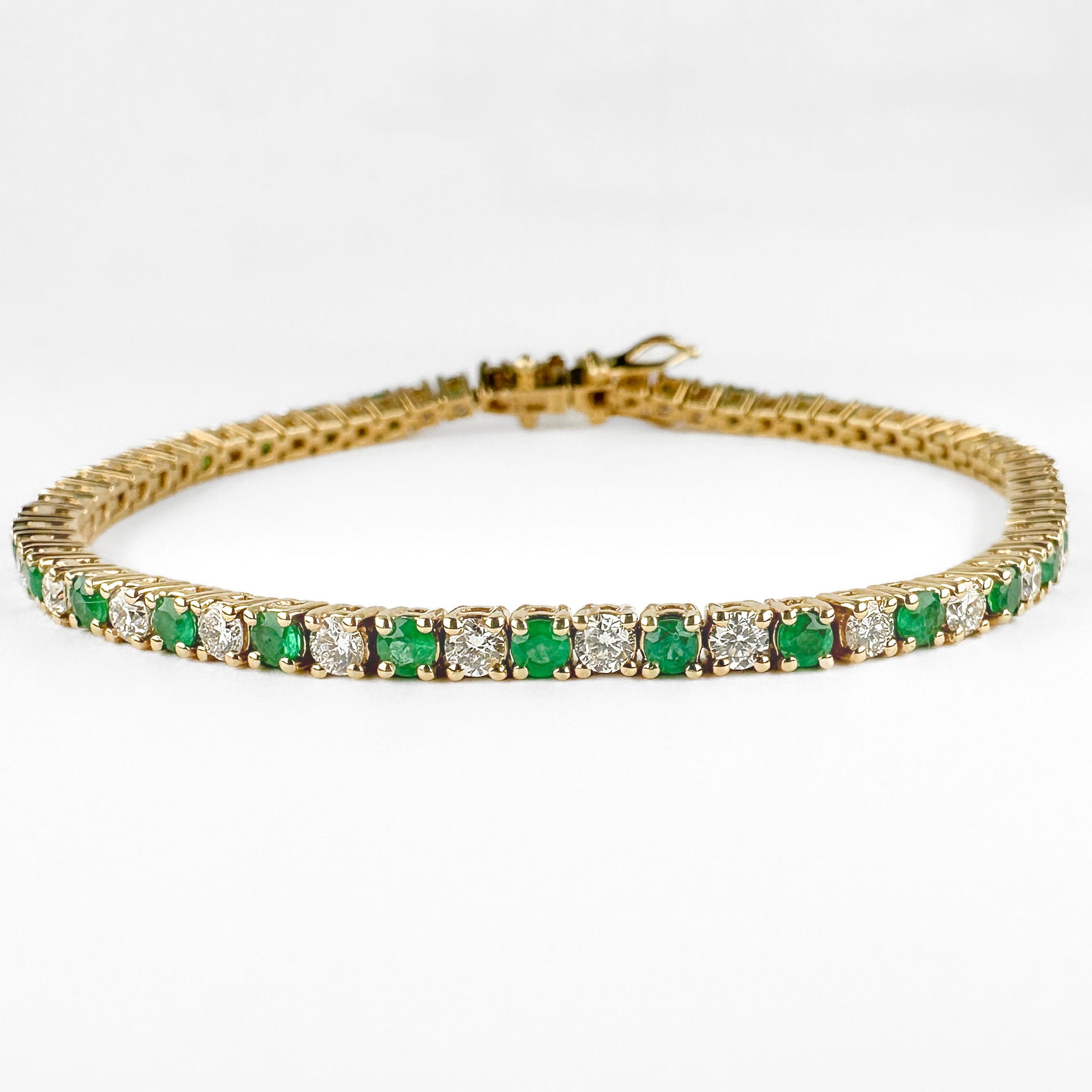 Vintage Italian Emerald and Vintage Diamond Tennis Bracelet