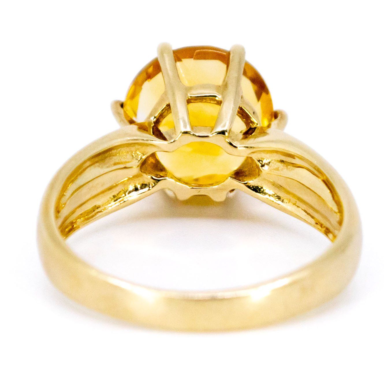 Vintage 9 Carat Yellow Gold Citrine Solitaire Ring, 2.50 Carats