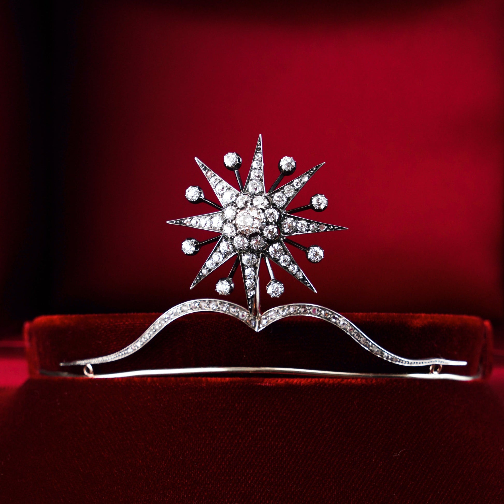 Spectacular Antique Victorian Diamond Tiara with Diamond Star - c.1890