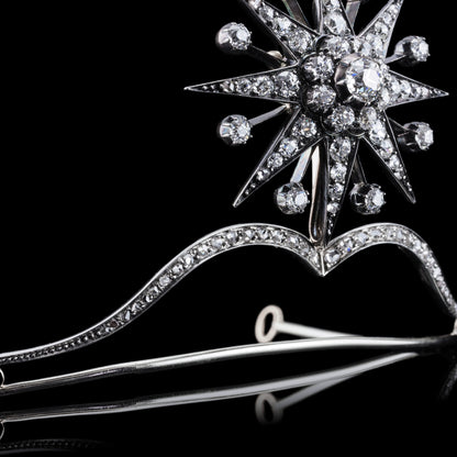 Spectacular Antique Victorian Diamond Tiara with Diamond Star - c.1890