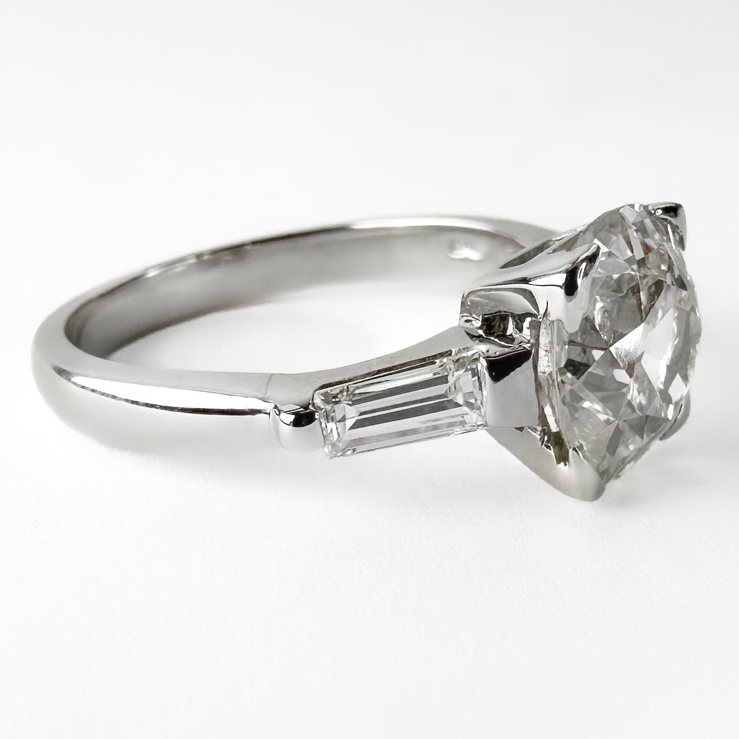 Antique Art Deco Single Stone Old Mine Cushion Diamond Engagement Ring, 2.20cts