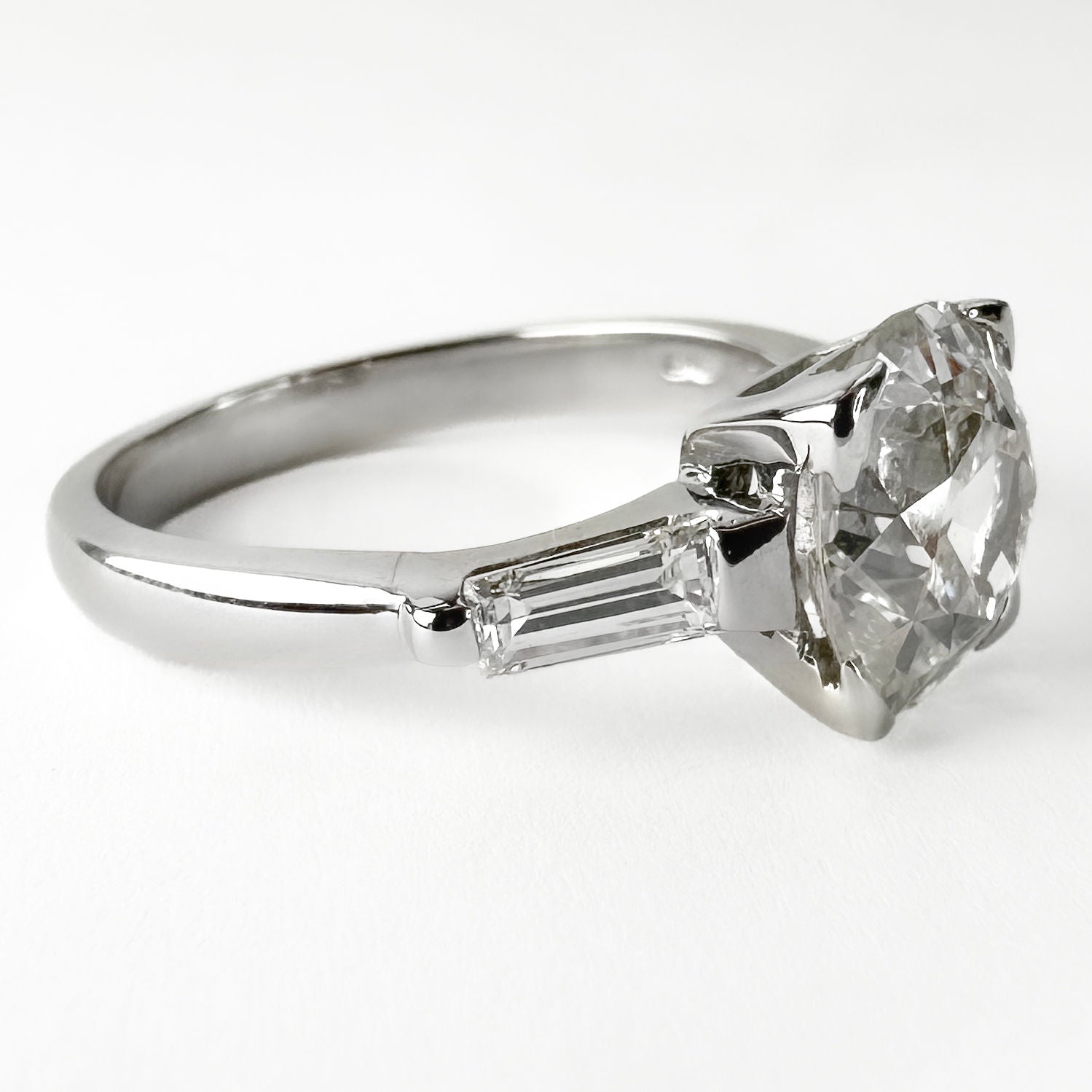 Antique Art Deco Single Stone Old Mine Cushion Diamond Engagement Ring, 2.20cts