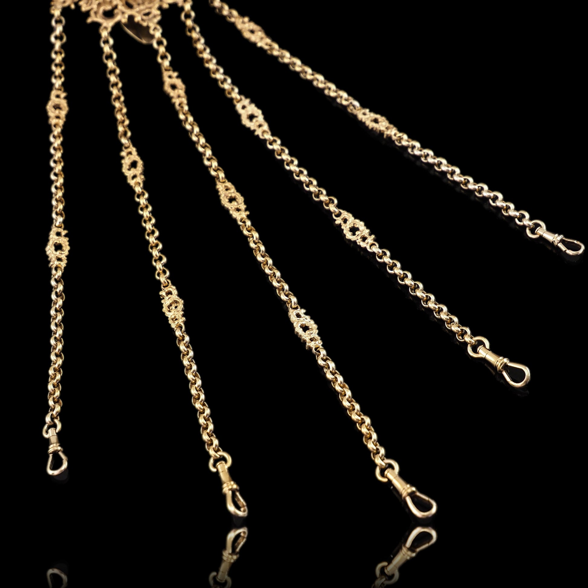 Antique Victorian Silver Gilt Chatelaine Rococo Decorations - c.1860