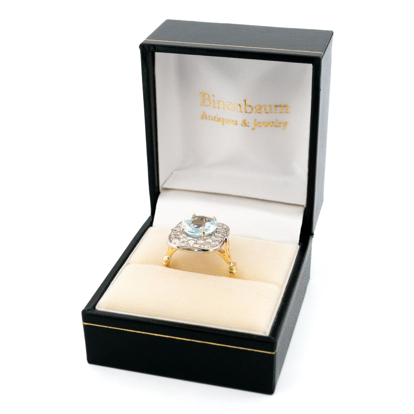 Vintage 2.40cts Aquamarine and Diamond 14k Cluster Ring 16047-8720