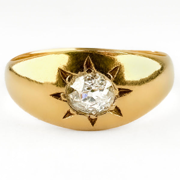 Victorian Antique Single Stone 0.40ct Old Cut Diamond Solitaire Gypsy Ring