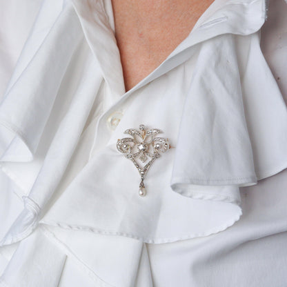 Antique Diamond and Pearl Necklace Lavalier Pendant come Brooch