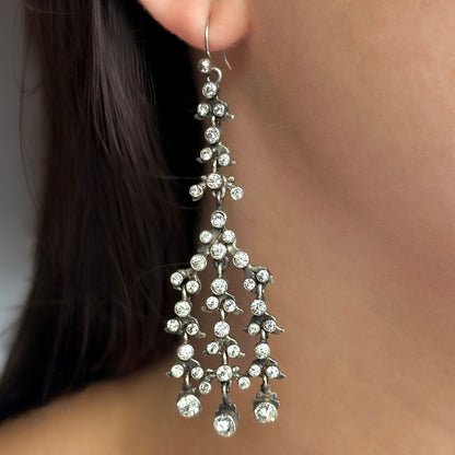 Edwardian Antique Paste Chandelier Drop Earrings