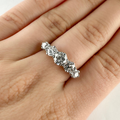 Edwardian Antique Diamond Five Stone Engagement Ring