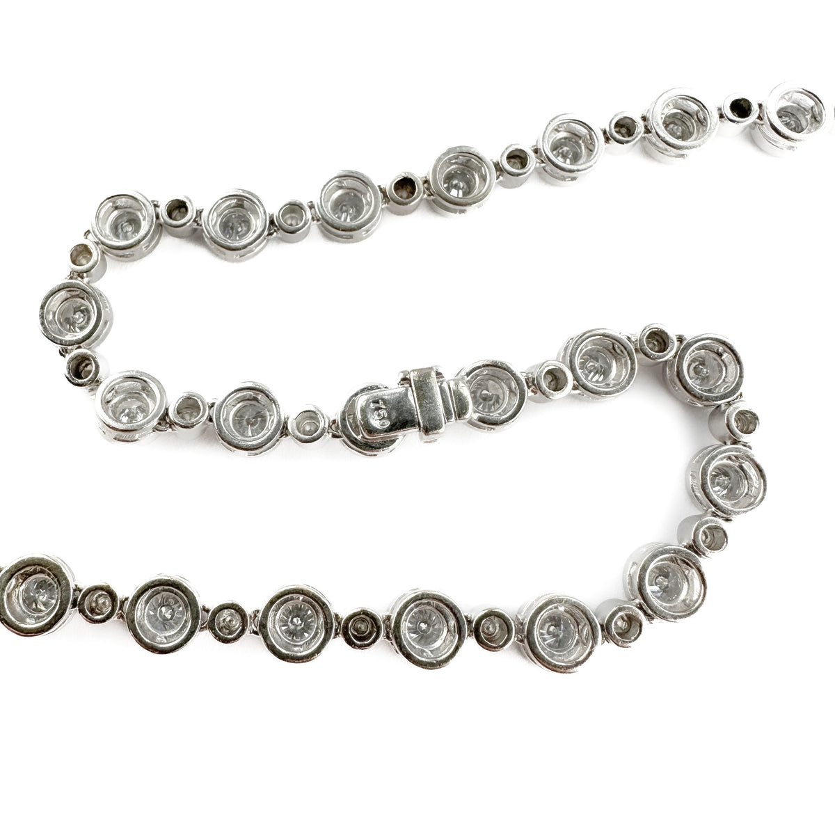Vintage 6.60ct Diamond Rub Over Riviere Line Necklace