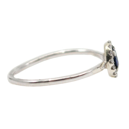 Vintage Sapphire and Diamond Halo Cluster Engagement Ring in Platinum and 18ct Gold