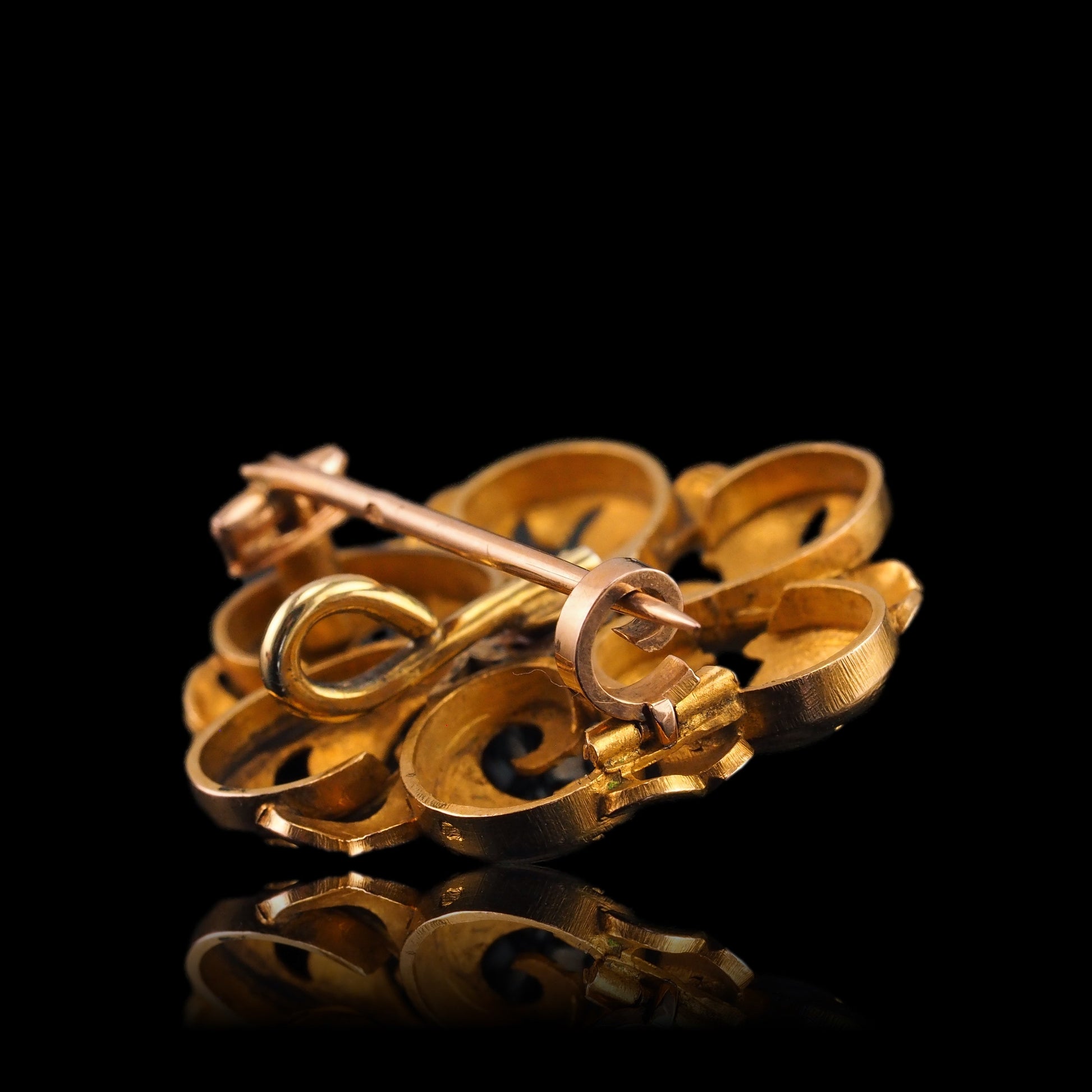 Antique French Diamond Set 18ct Gold Floral Acanthus Pendant Necklace Brooch