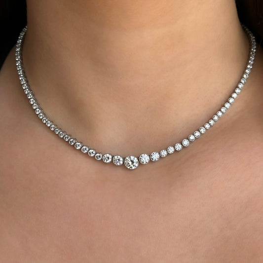 Graduated 12.5ct Diamond Riviera Necklace in Platinum