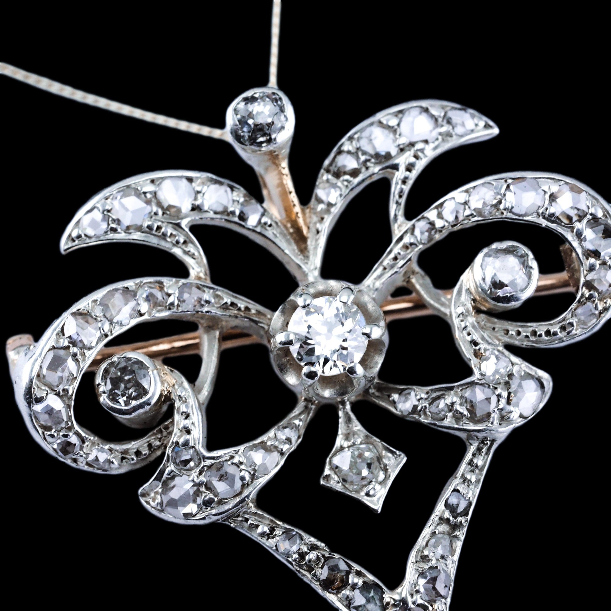 Antique Diamond and Pearl Necklace Lavalier Pendant come Brooch