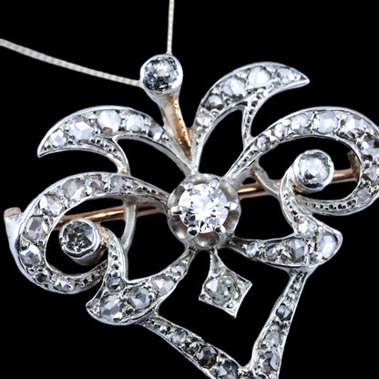 Antique Diamond and Pearl Necklace Lavalier Pendant come Brooch