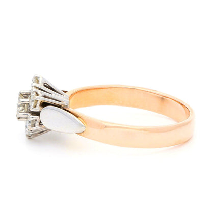 Vintage 14 Carat Rose and White Gold Diamond Cluster Ring, 0.54 Carat
