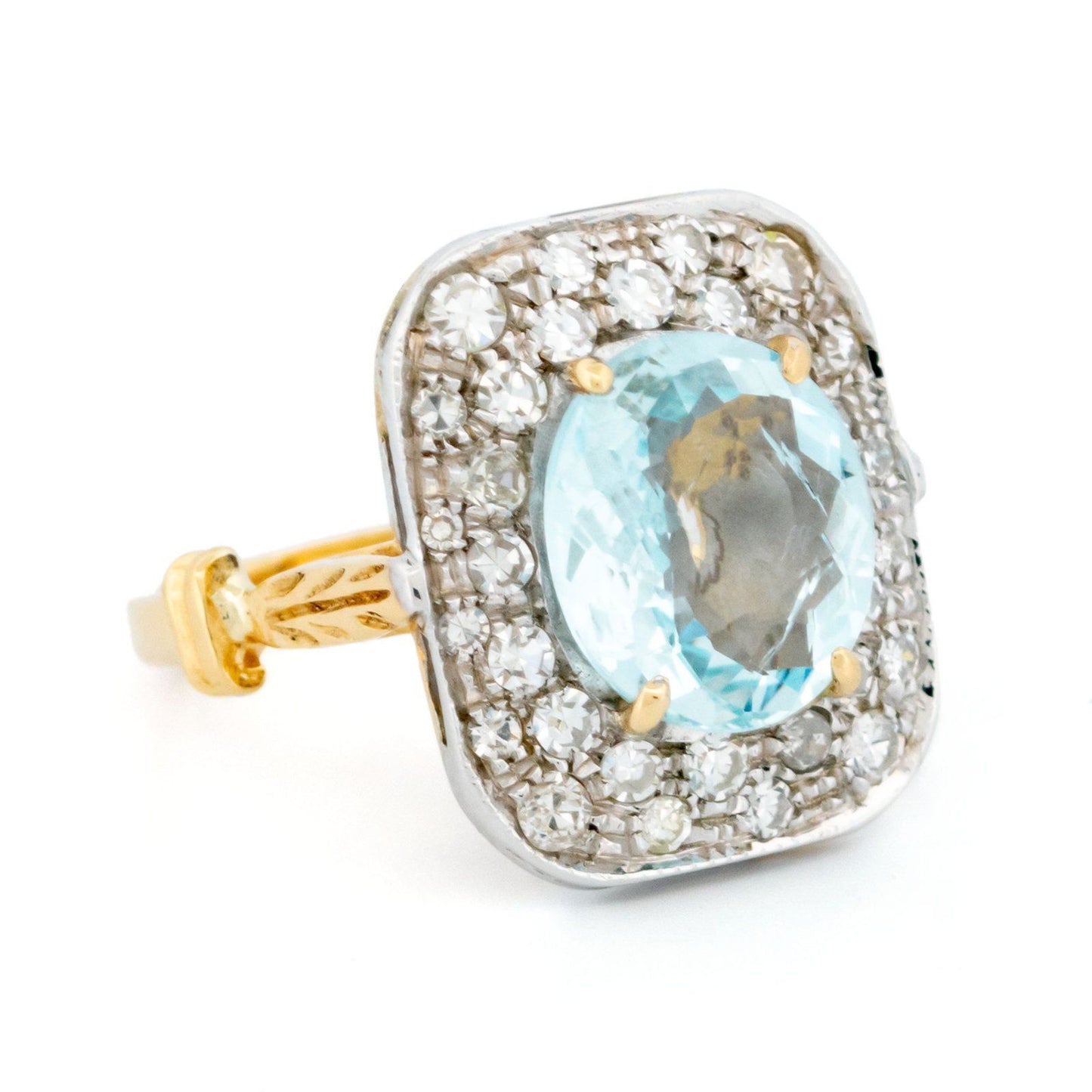 Vintage 2.40cts Aquamarine and Diamond 14k Cluster Ring 16047-8720