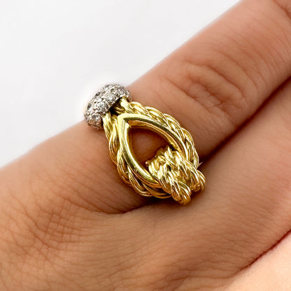 Vintage Kutchinsky Diamond Set 18ct Yellow Gold Rope Knot Ring