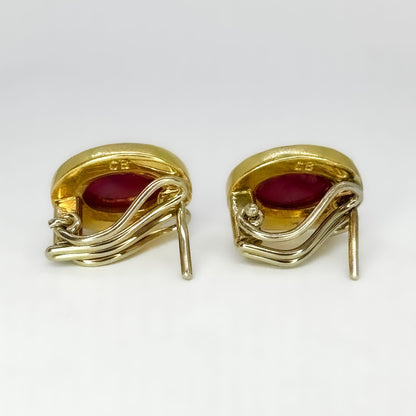 Ruby &amp; Diamond Cabochon Earrings