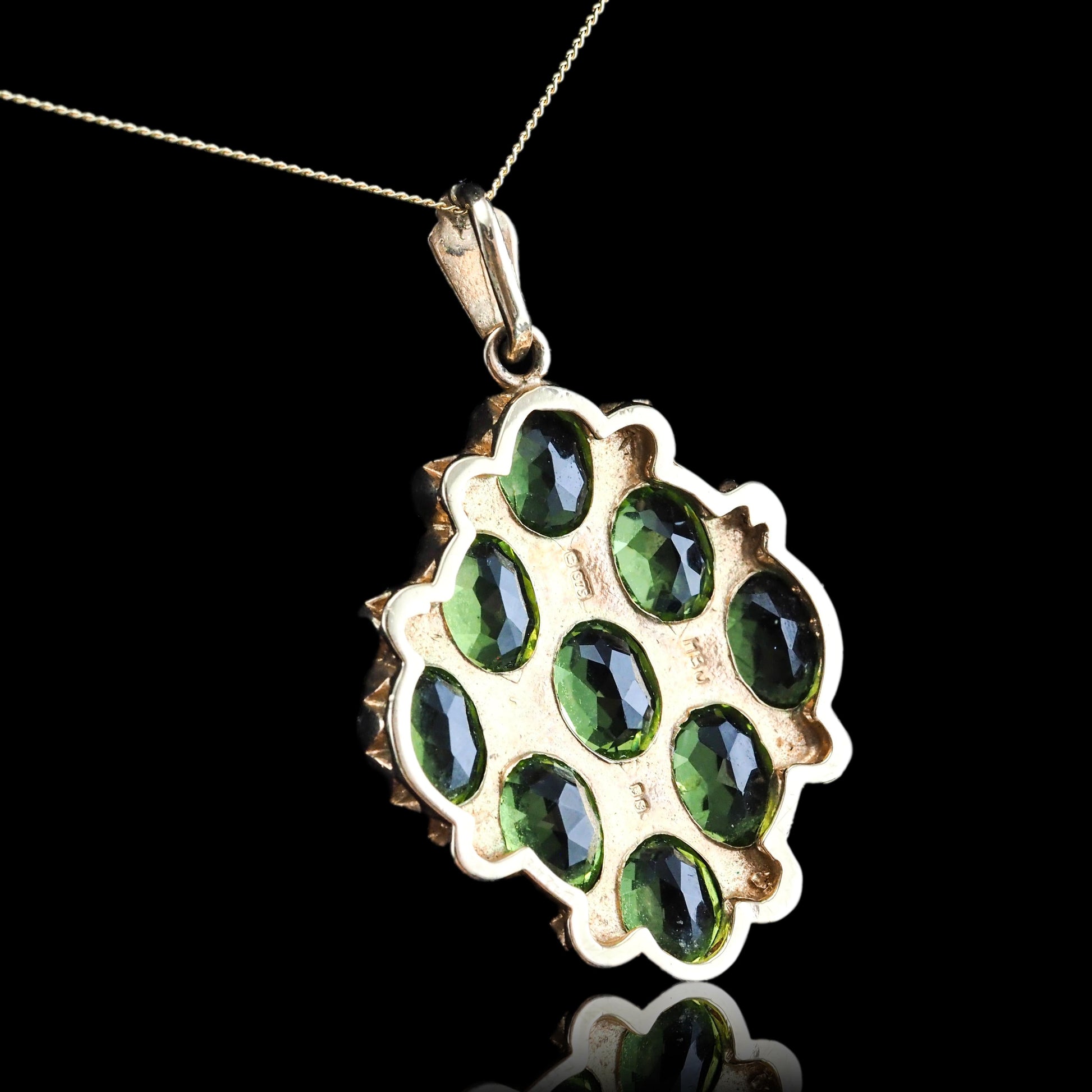 Vintage Peridot and Pearl Cluster Pendant