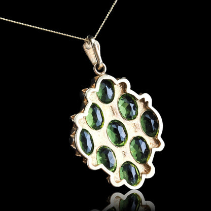 Vintage Peridot and Pearl Cluster Pendant