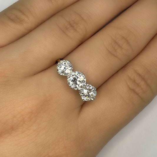 Antique 2.55ct Diamond Three Stone Engagement Ring