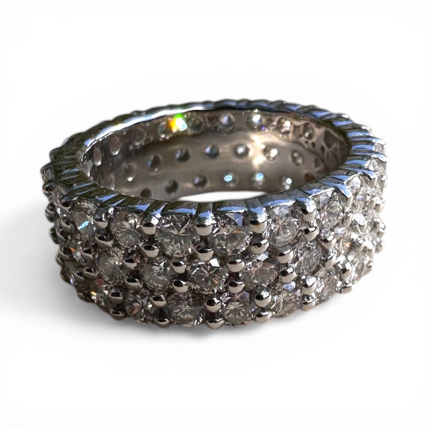 Three Row 10.60cts Diamond Full Eternity Wide Band Ring in 18ct Gold