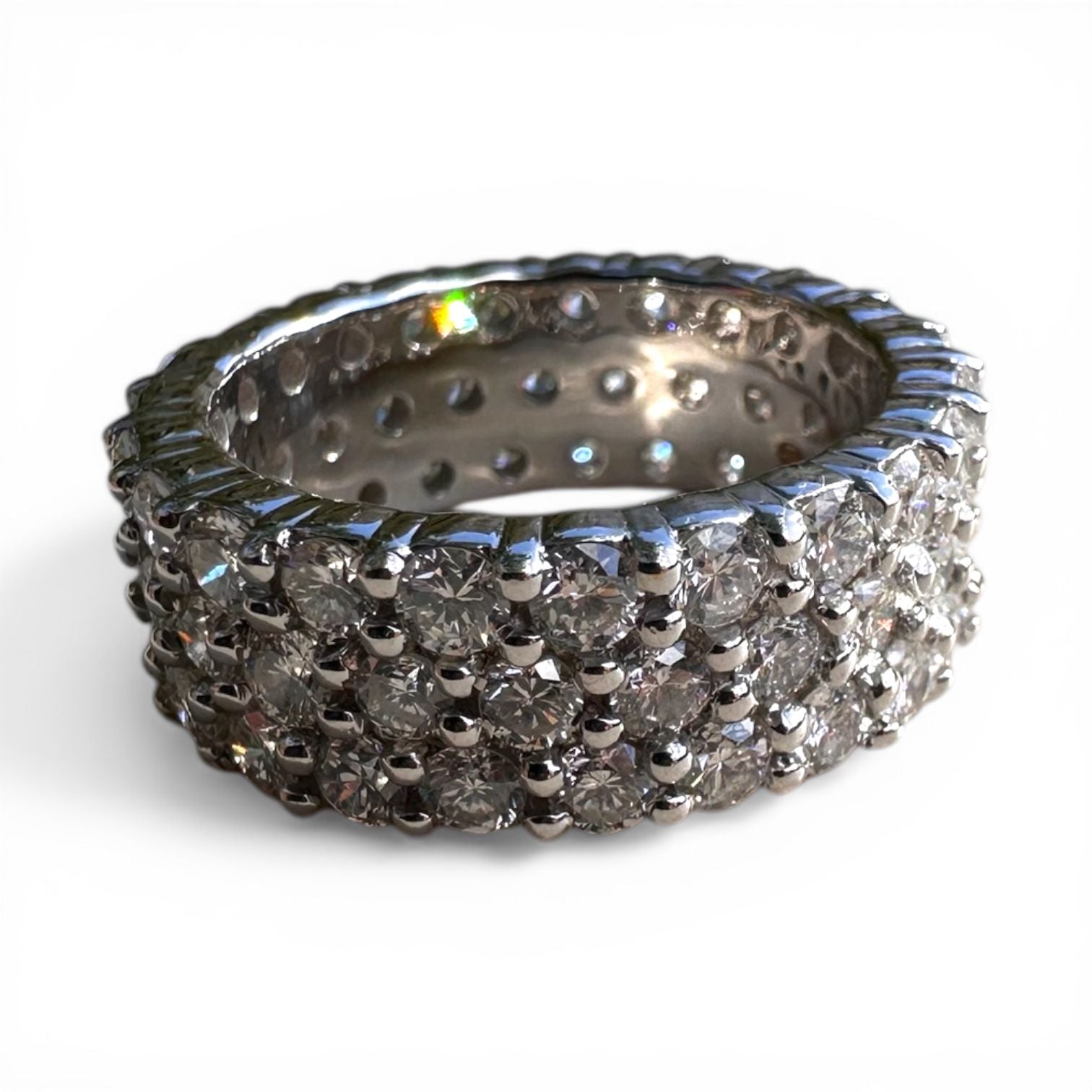 Three Row 10.60cts Diamond Full Eternity Wide Band Ring in 18ct Gold