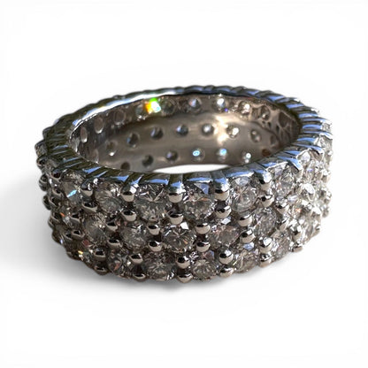 Three Row 10.60cts Diamond Full Eternity Wide Band Ring in 18ct Gold