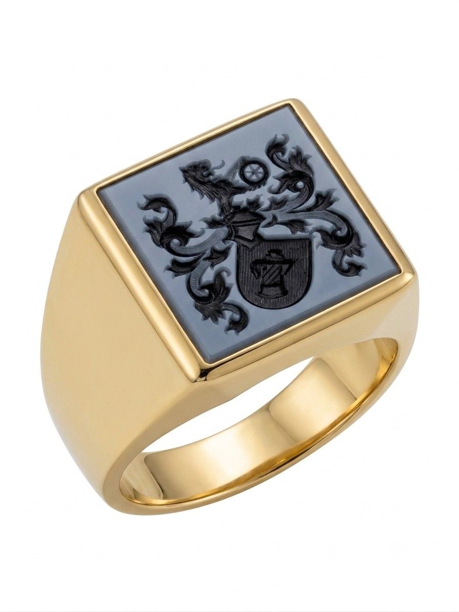 Vintage 14KT Yellow Gold Sardonyx Intaglio Signet Ring, Circa 1940