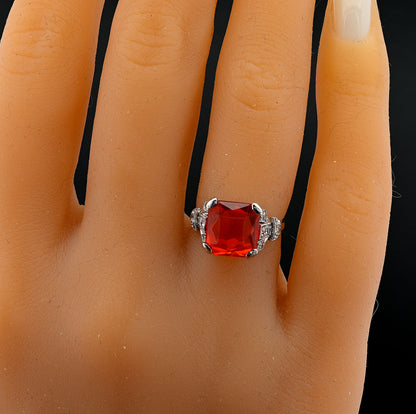 Edwardian Antique 2ct Fire Opal and Diamond Dress Ring