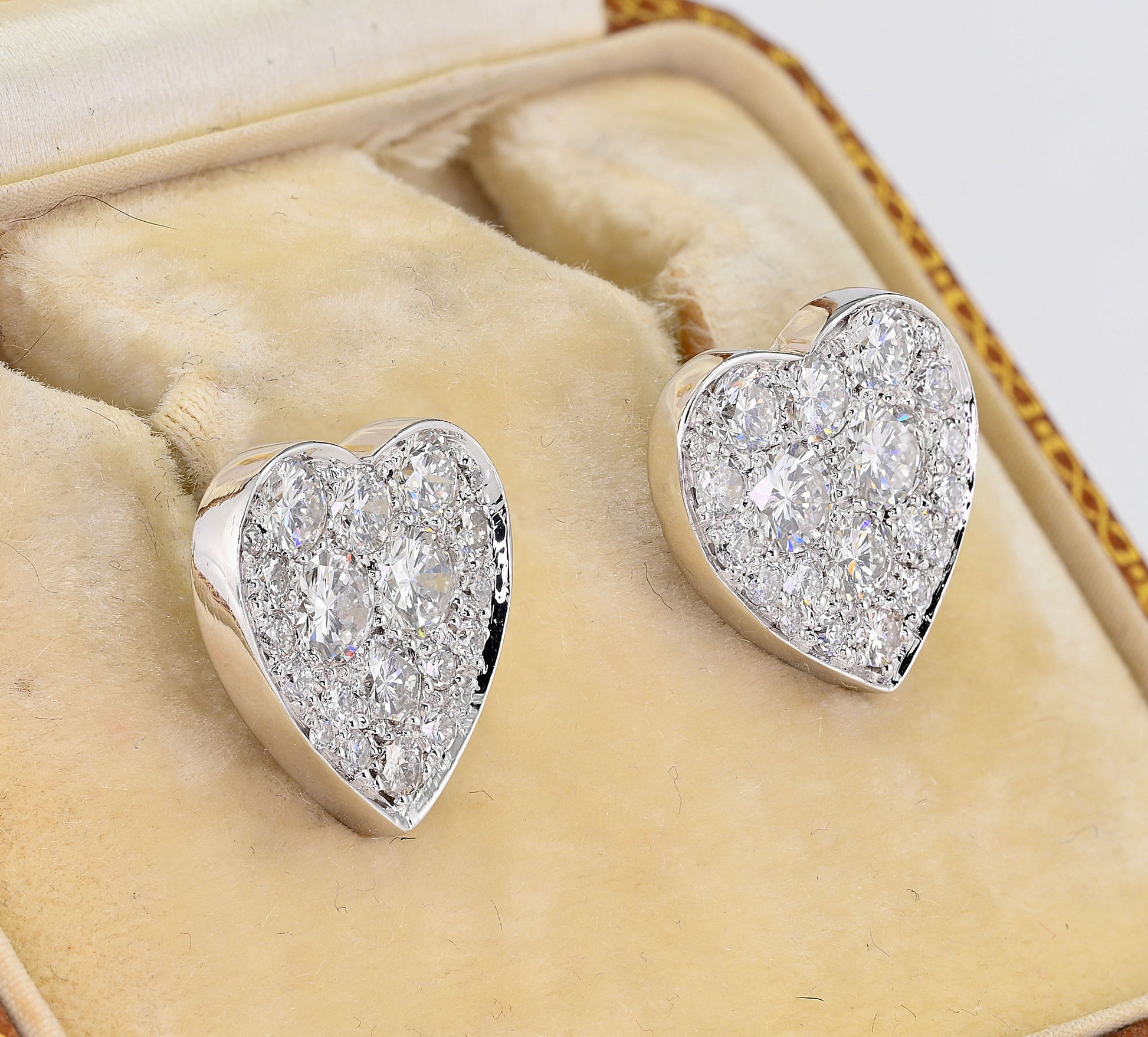 Diamond Heart Stud Earrings, 1.80 Ct Diamond F- G VVS