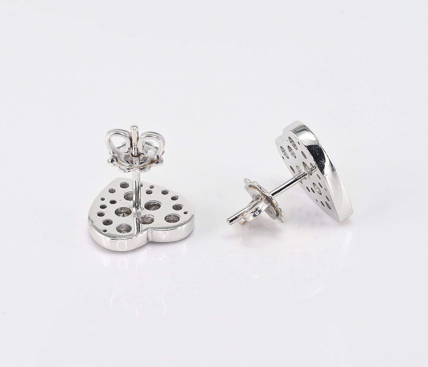 Diamond Heart Stud Earrings, 1.80 Ct Diamond F- G VVS