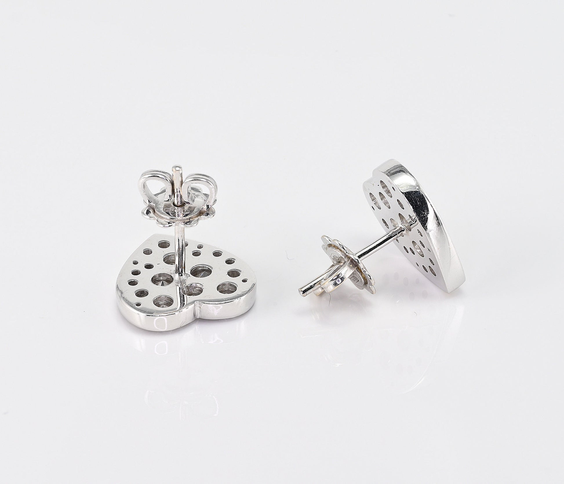 Diamond Heart Stud Earrings, 1.80 Ct Diamond F- G VVS