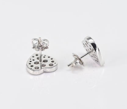 Diamond Heart Stud Earrings, 1.80 Ct Diamond F- G VVS