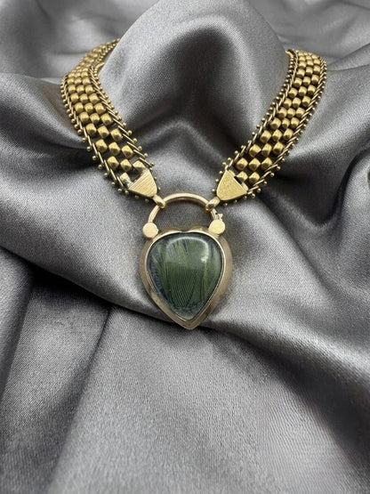 Victorian 18K Yellow Gold Garnet Heart Locket Necklace, Circa 1870/80