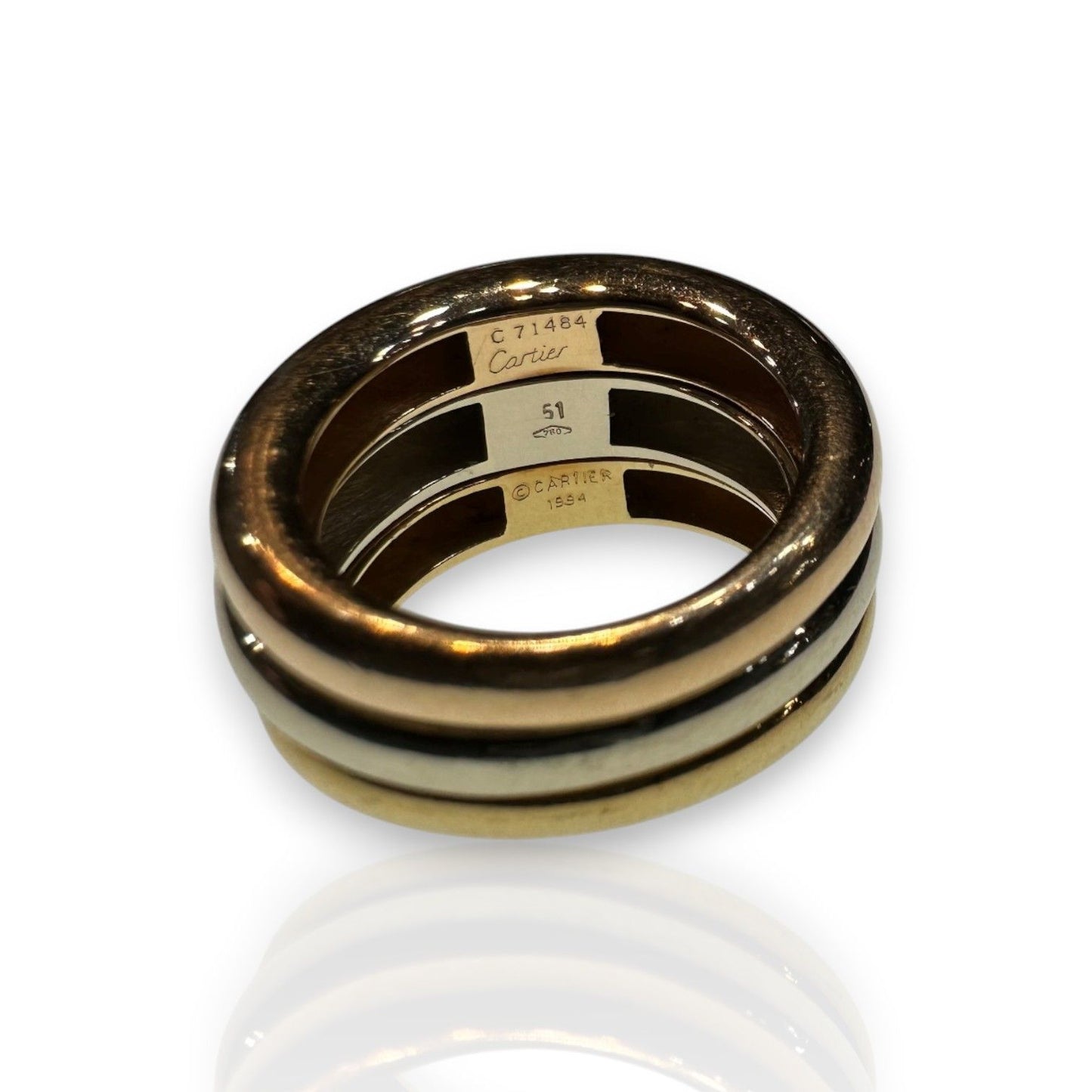 Vintage Cartier Tri Colour Gold Structured Band Ring