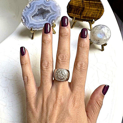 Vintage Italian 1940s Retro 2.80ct Diamond Target Cluster Statement Ring