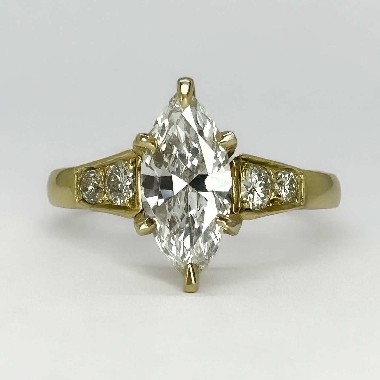 Vintage 1.16ct Navette Diamond Solitaire Ring