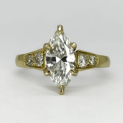 Vintage 1.16ct Navette Diamond Solitaire Ring