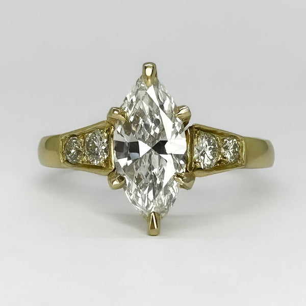 Vintage 1.16ct Navette Diamond Solitaire Ring