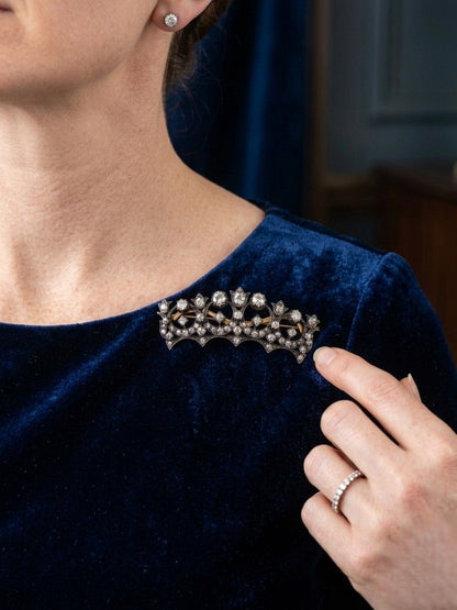 Victorian 5.0 Ct Diamond Brooch or Tiara Hair Comb, 1870 circa