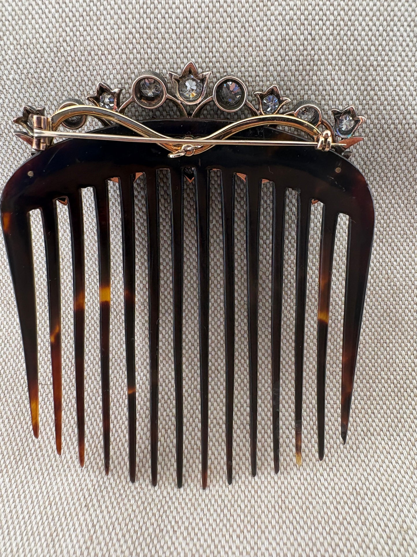 Victorian 5.0 Ct Diamond Brooch or Tiara Hair Comb, 1870 circa