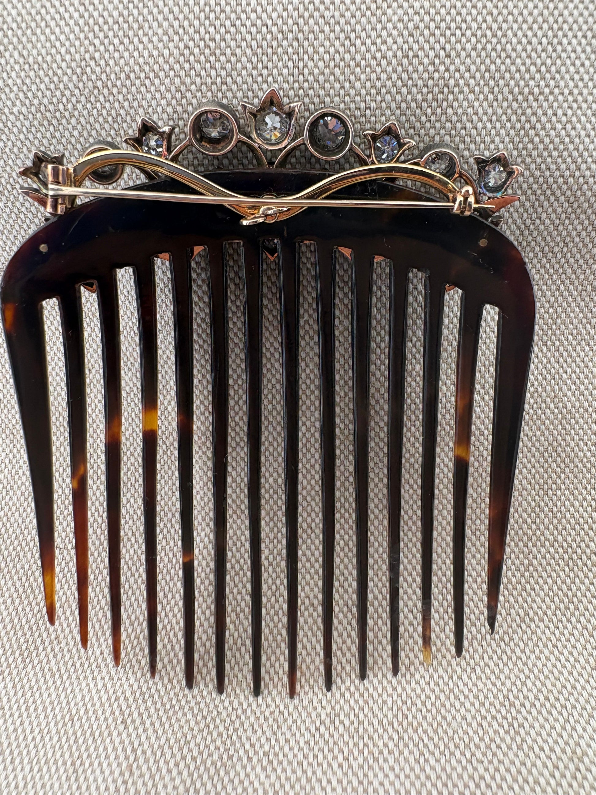 Victorian 5.0 Ct Diamond Brooch or Tiara Hair Comb, 1870 circa