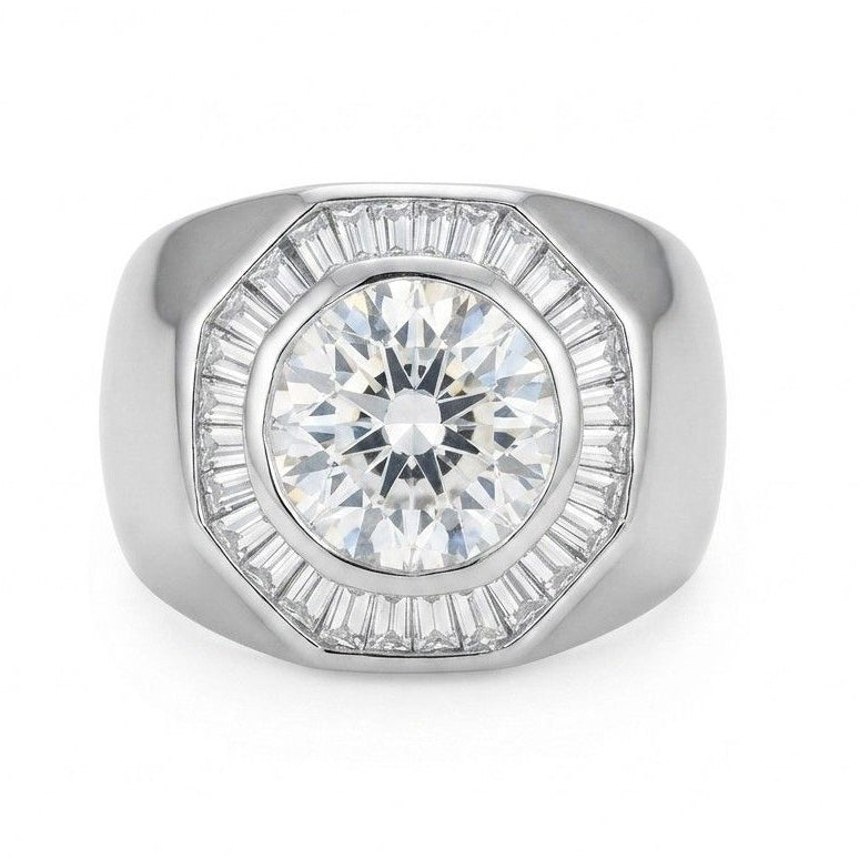 Vintage Italian 1940s Retro 2.80ct Diamond Target Cluster Statement Ring