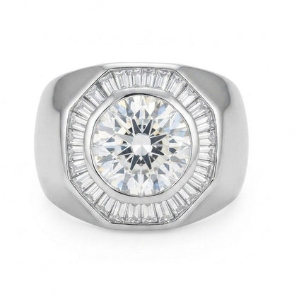 Vintage Italian 1940s Retro 2.80ct Diamond Target Cluster Statement Ring
