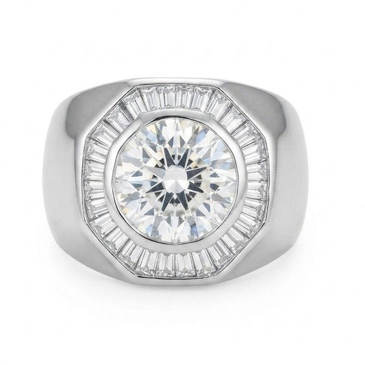Vintage Italian 1940s Retro 2.80ct Diamond Target Cluster Statement Ring